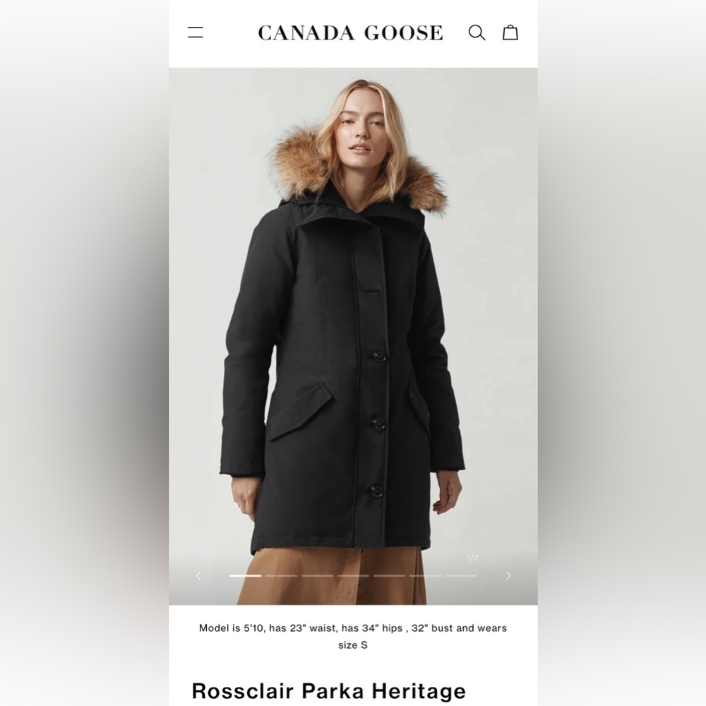 Women’s Canada Goose Rossclair Heritage Parka- Size Medium, Color- Dark green
